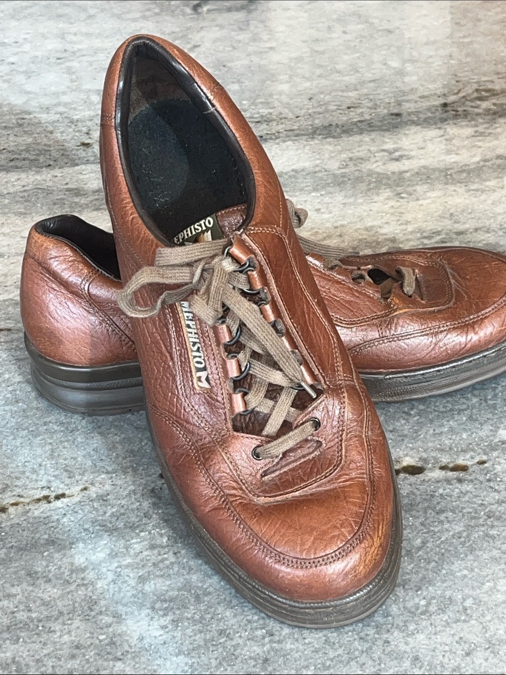 Mephisto Men’s Brown Leather Lace-Up Sneakers